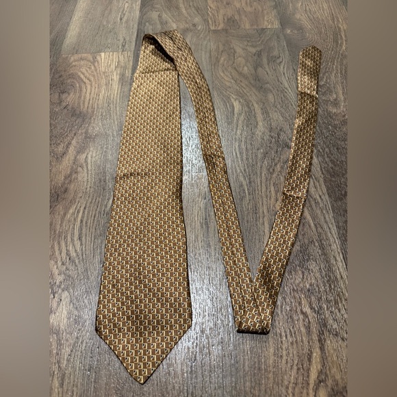 NEO by Bill Blass 100% Silk Neck Tie Cream Brown-Lot of 2 - Picture 3 of 9